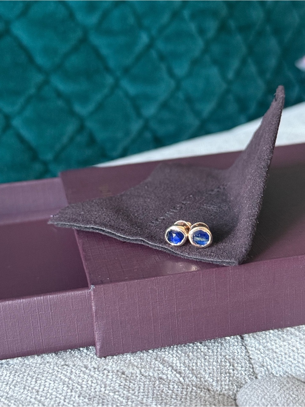 Gold and Kyanite Stud Earrings